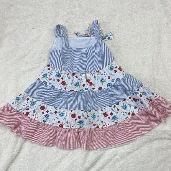 Good Lad Blue and White Tiered Ruffled Sundress - Picture 3 of 4